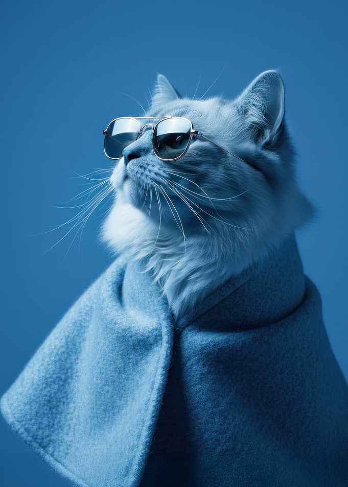 Cool Cat Wearing Sunglasses and Cape - Stylish Ragdoll