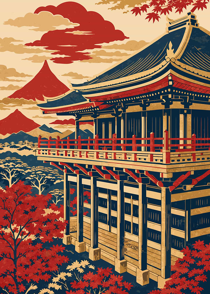 Kiyomizu Temple in Crimson Autumn