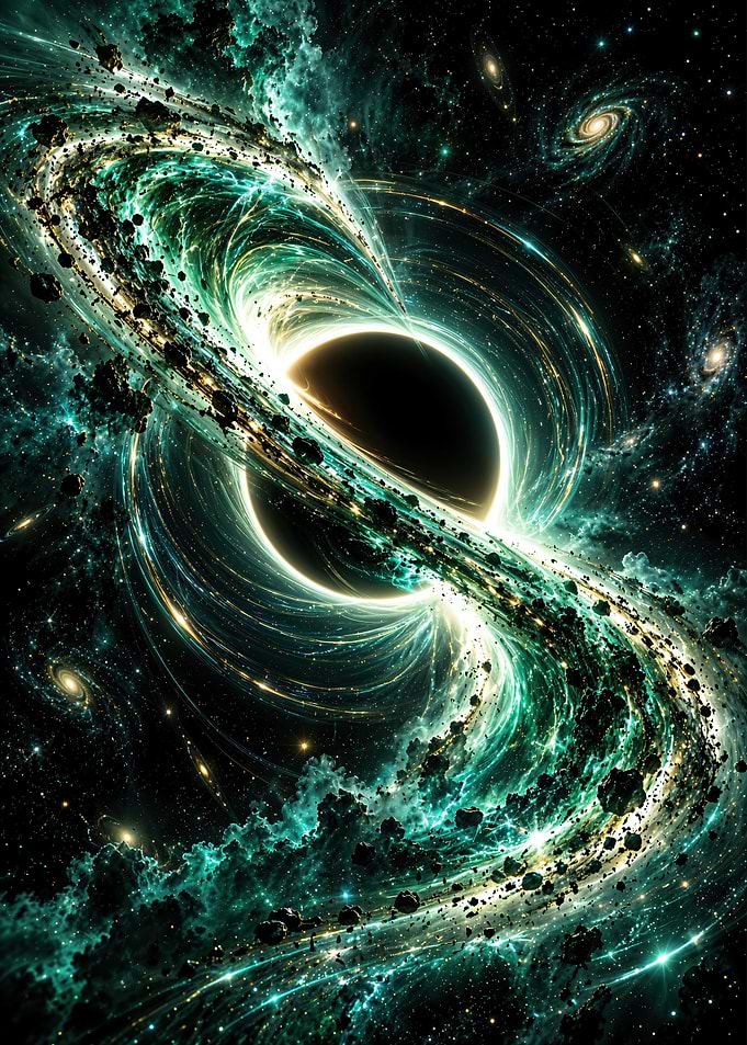 Vibrant Teal Black Hole Nebula