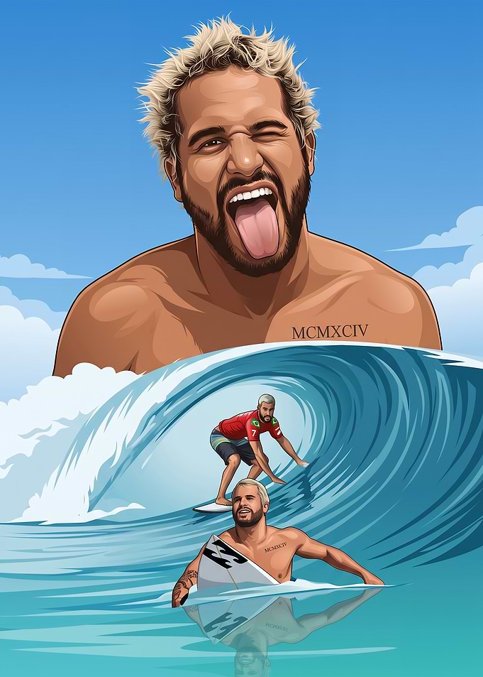 Italo Ferreira Surfing Illustration