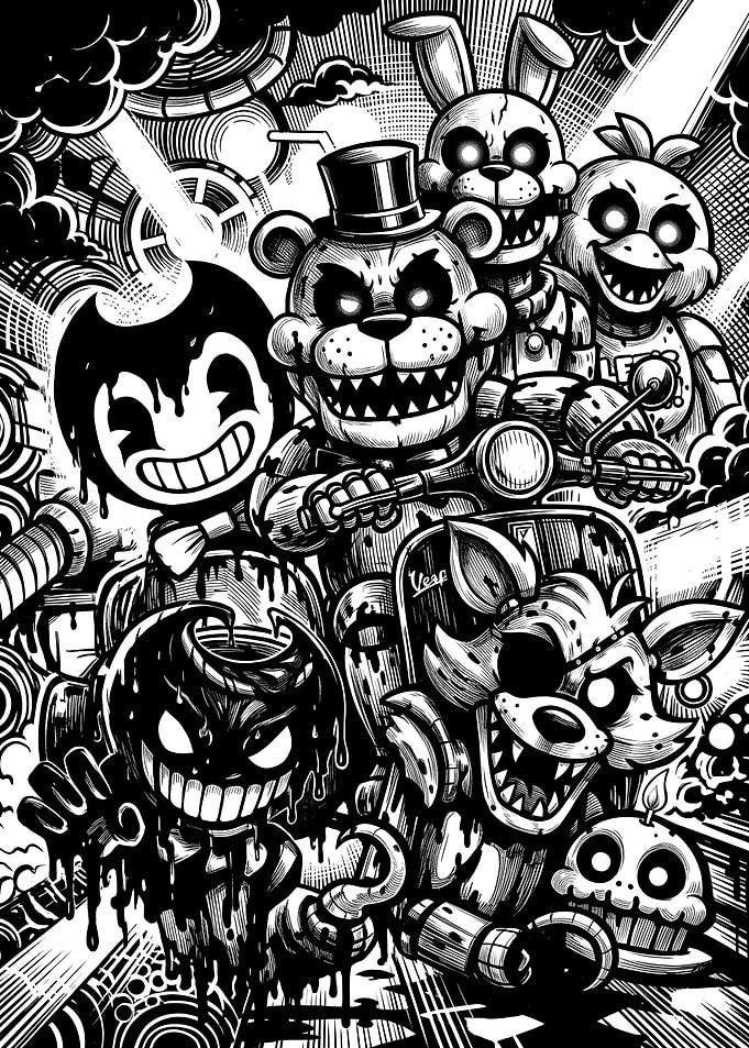 Horror Game Characters Mashup Illustration