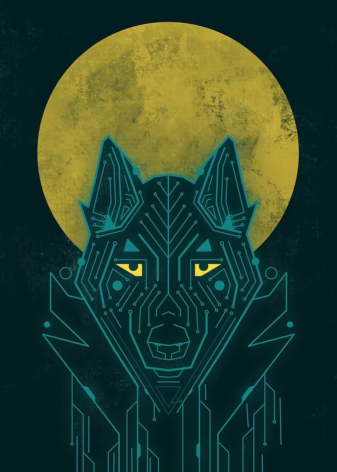 Cybernetic Wolf Digital Art