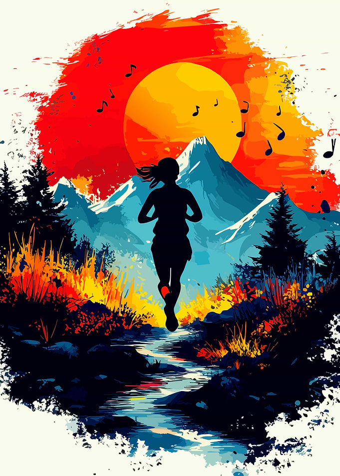 Runner in Mountain Landscape Art