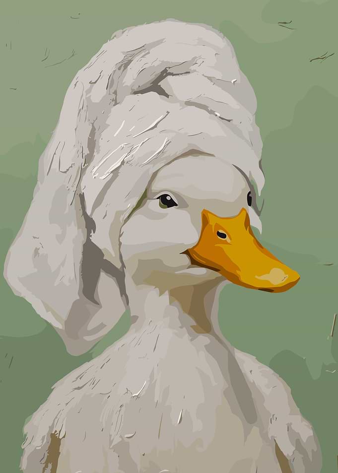 Duck Wearing a Towel Turban