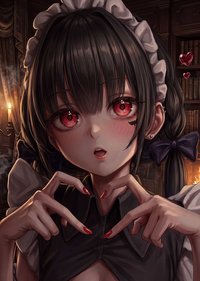 Anime Maid Making Heart Gesture