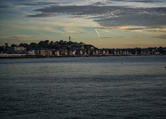 Coastal Town at Sunset