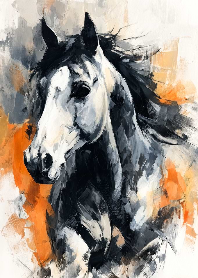 Abstract Oil Painting of a Horse