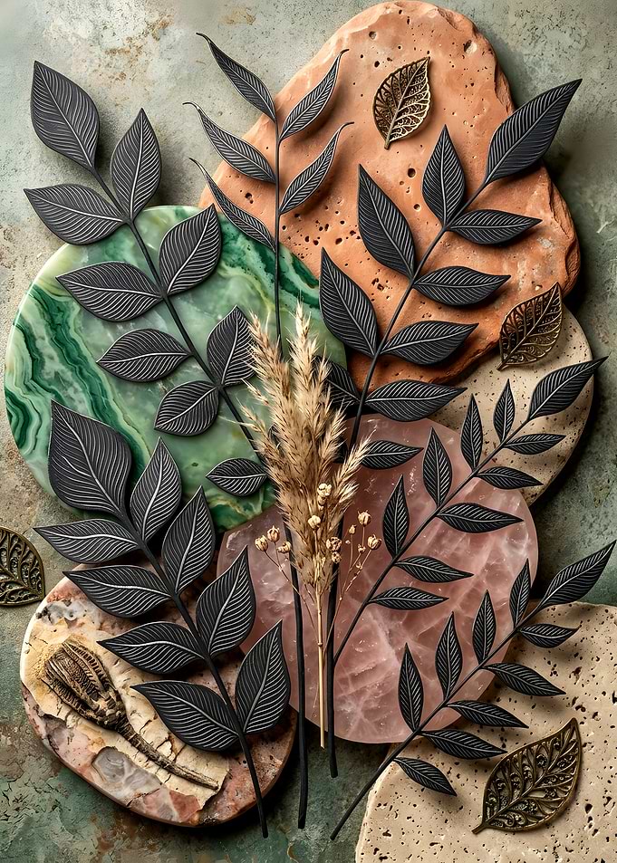 Botanical Art on Natural Stone Slabs