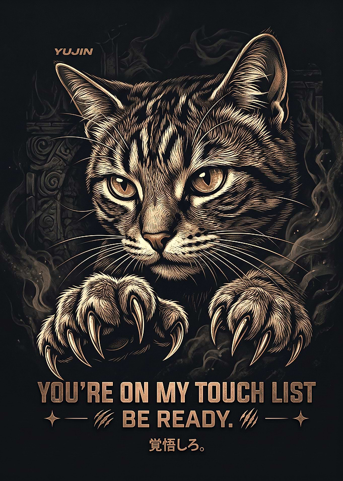 Fierce Tabby Cat Clawing Poster