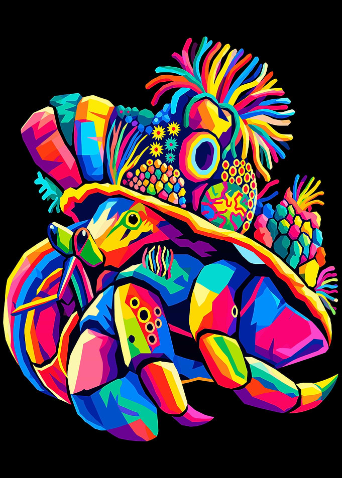 Colorful Pop Art Hermit Crab