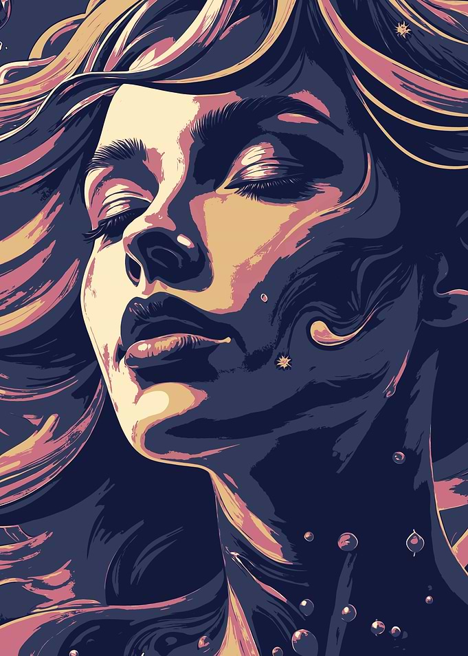 Ethereal Woman with Celestial Elements