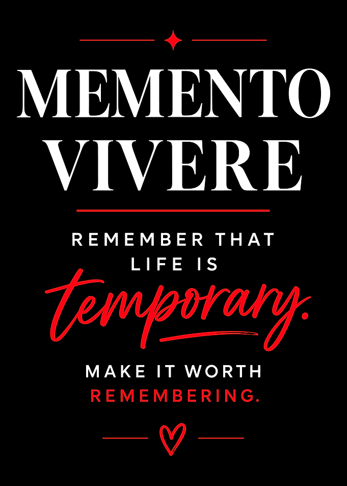 Memento Vivere Inspirational Quote Poster
