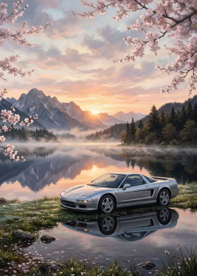 Honda NSX by a Misty Lake
