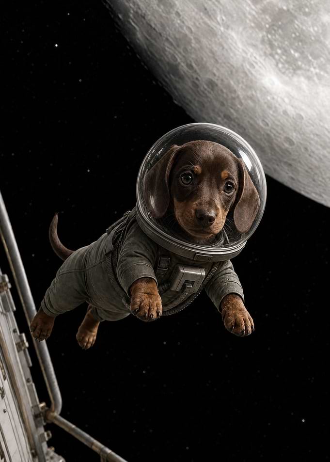 Astronaut Dachshund Puppy in Space