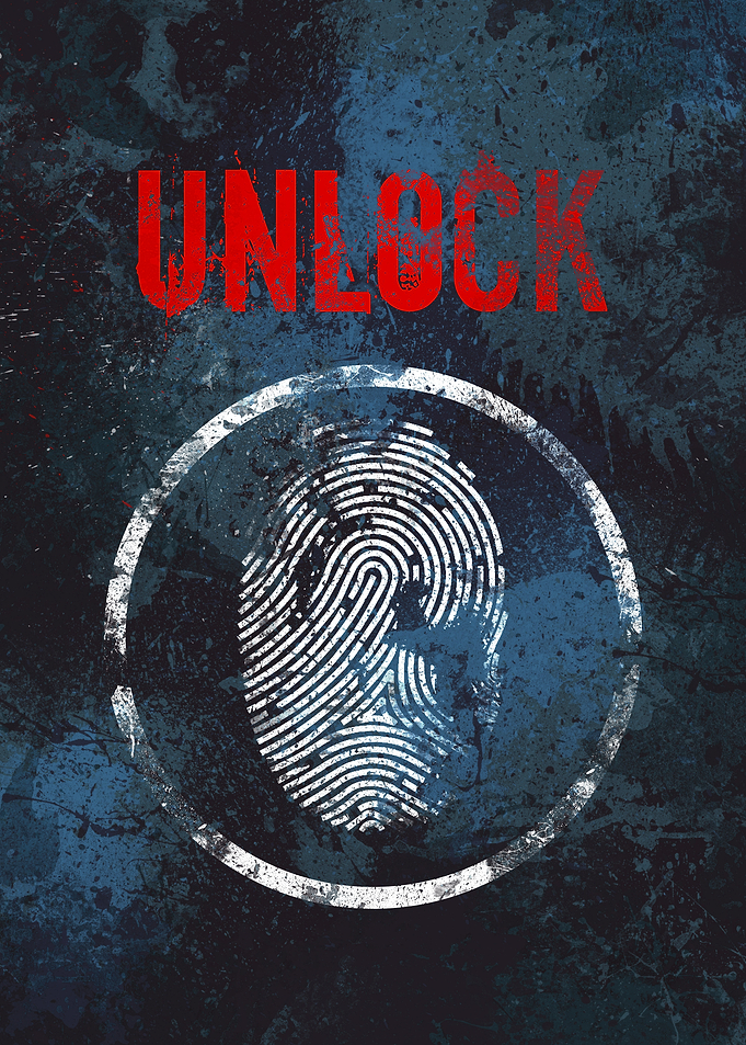 Unlock Fingerprint Grunge Poster