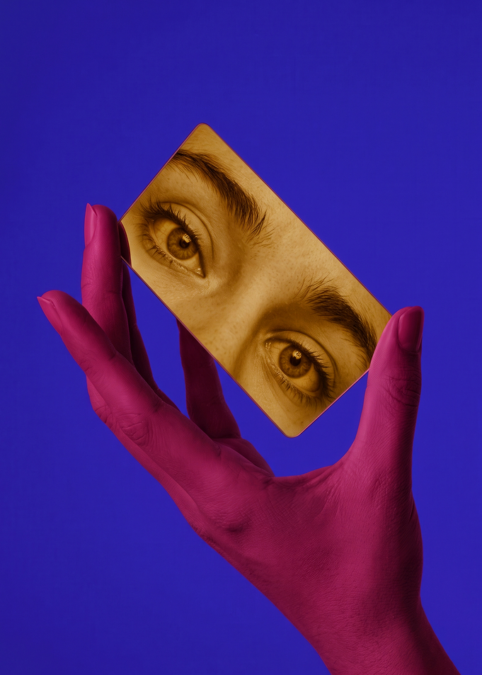 Hand Holding Mirror Reflecting Eyes