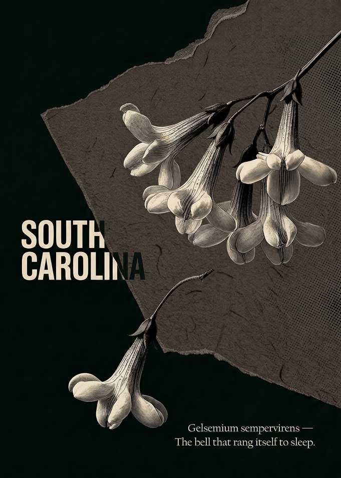South Carolina Botanical Poster Gelsemium Sempervirens