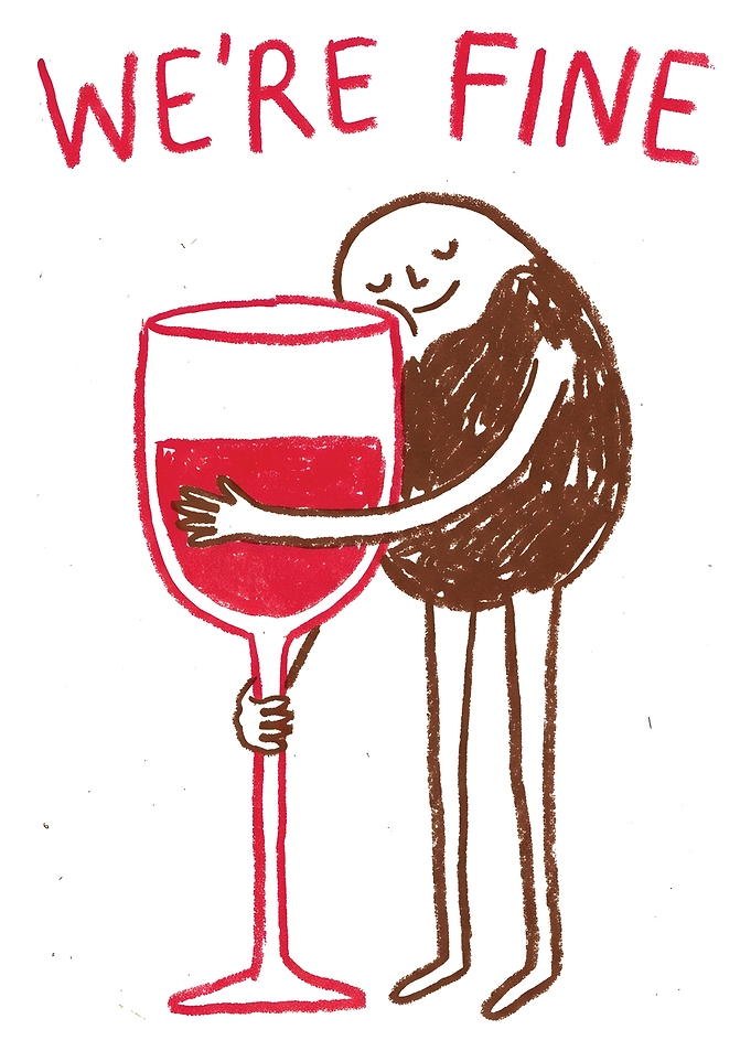 We're Fine Wine Hug Illustration