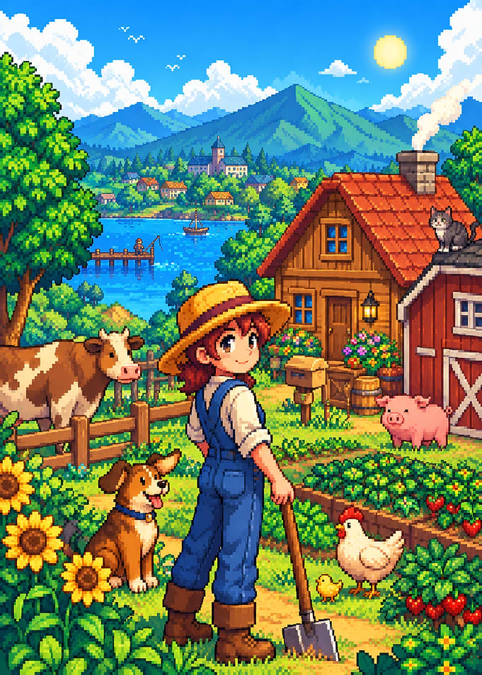 Stardew Valley Inspired Pixel Art Farm