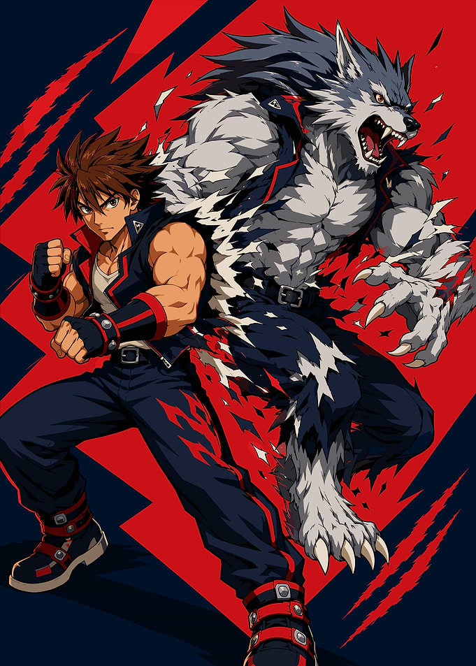 Anime Fighter and Werewolf Transformation