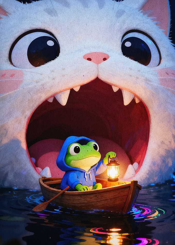 Giant Cat Frog Boat Fantasy Poster