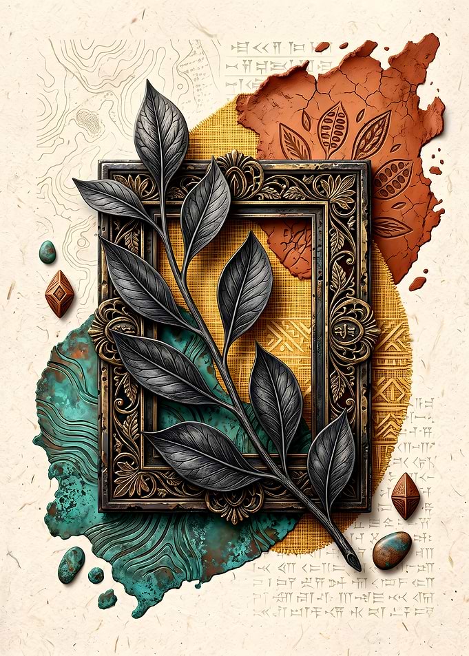 Ornate Frame with Metallic Leaf Art