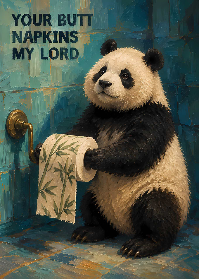 Funny Panda Toilet Paper Painting