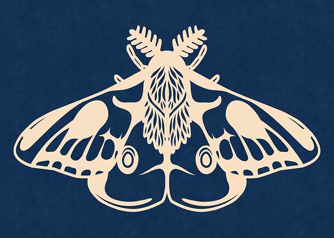 Minimalist Linocut Moth Illustration