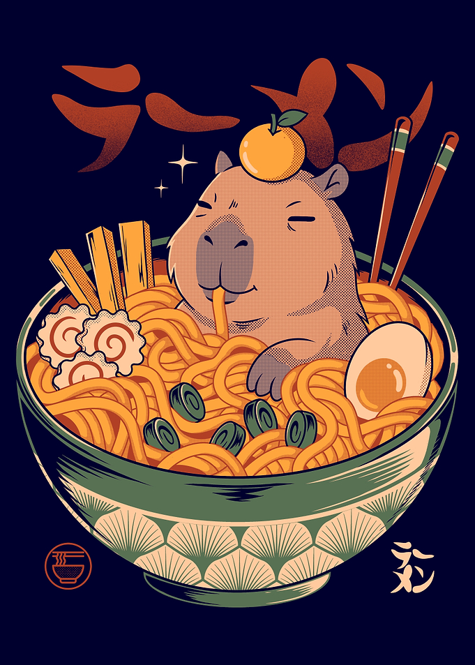 Capybara Enjoying a Bowl of Ramen