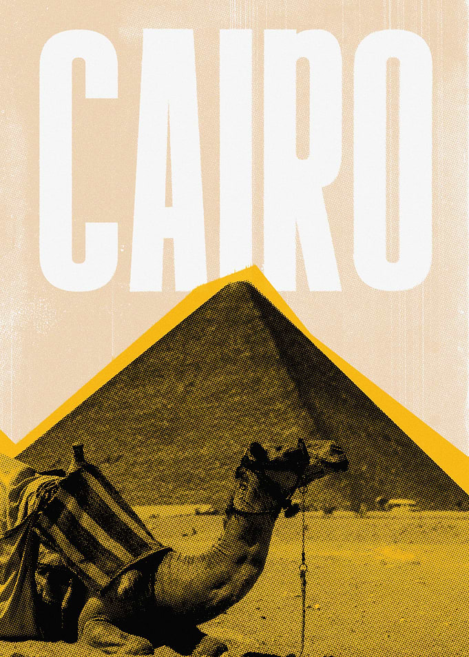 Cairo Pyramids Retro Matchbook Art
