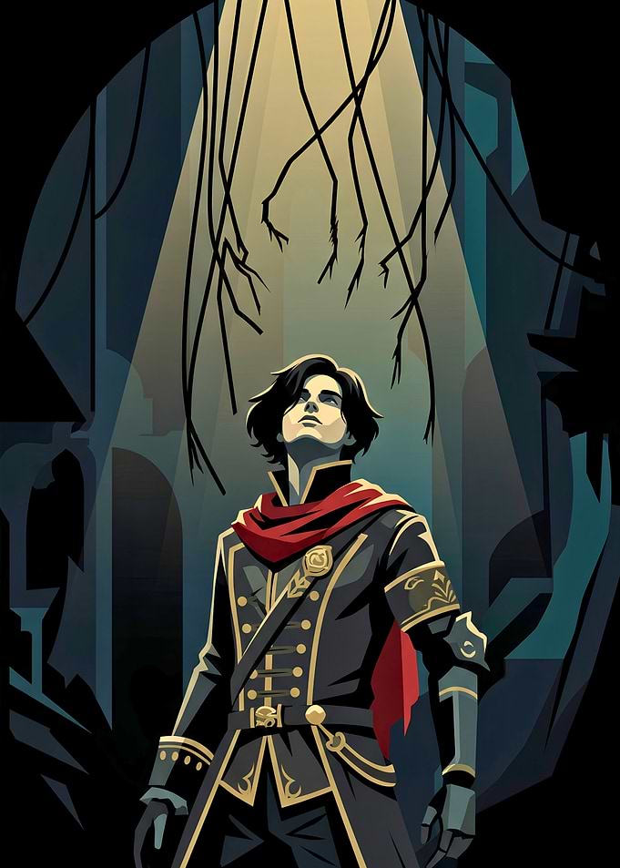 Dark Fantasy Warrior Under Spotlight