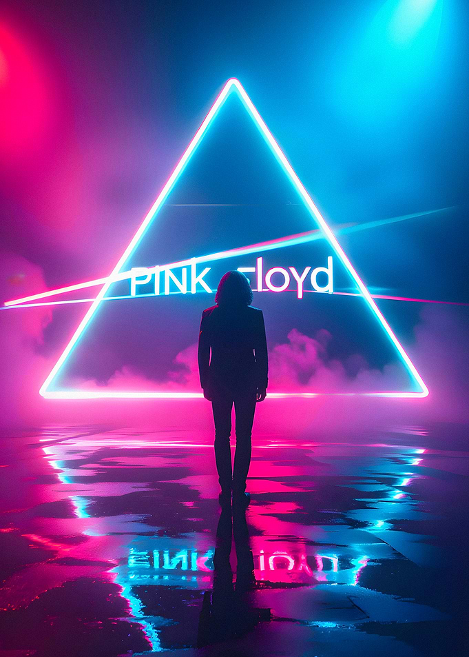 Pink Floyd Neon Triangle Silhouette