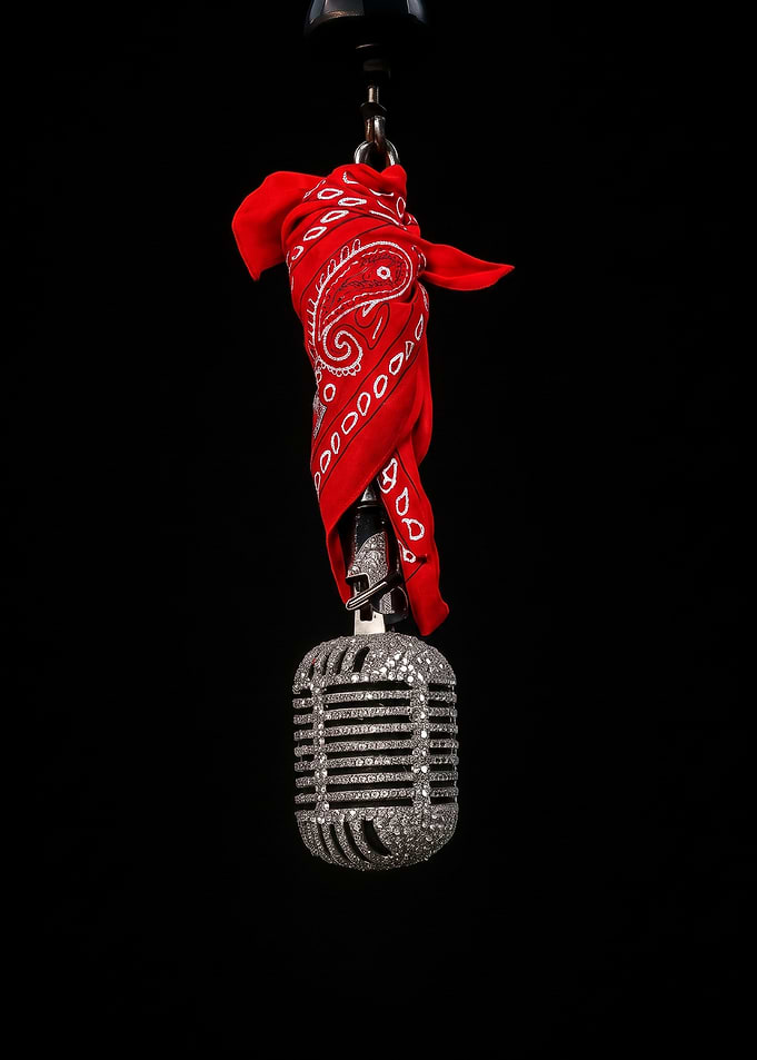 Diamond Encrusted Microphone with Red Bandana