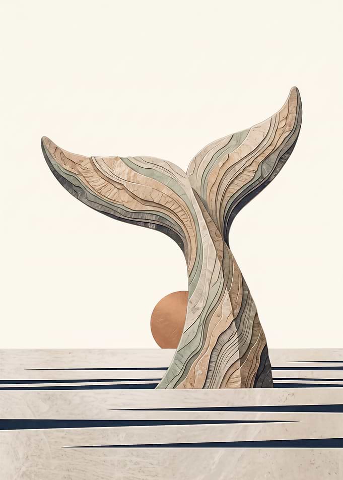 Abstract Layered Whale Tail Sculpture