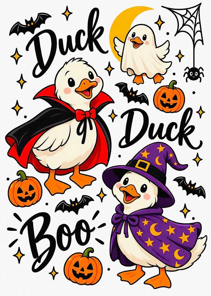 Cute Halloween Duck Costume Illustration