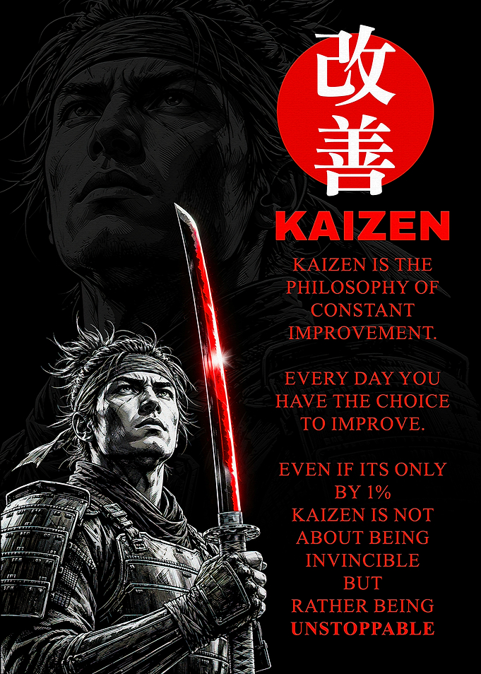 Kaizen Samurai Motivational Philosophy Poster