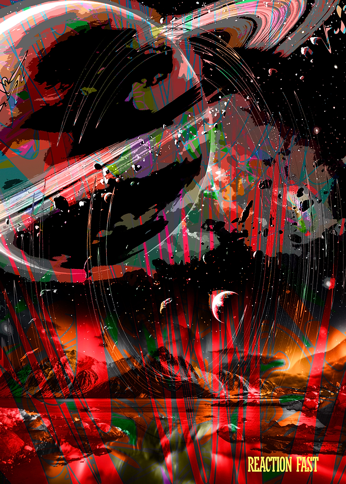 Abstract Cosmic Landscape with Text