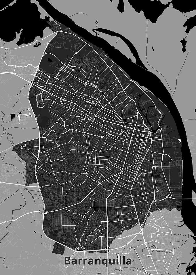 Minimalist Map of Barranquilla Colombia