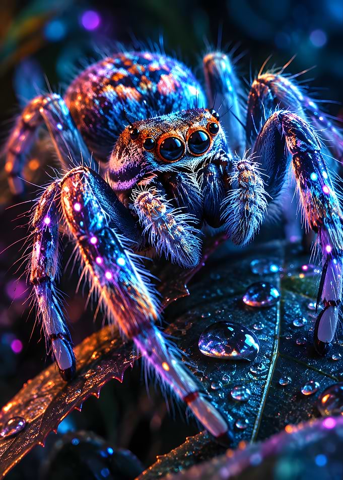 Neon Bioluminescent Jumping Spider
