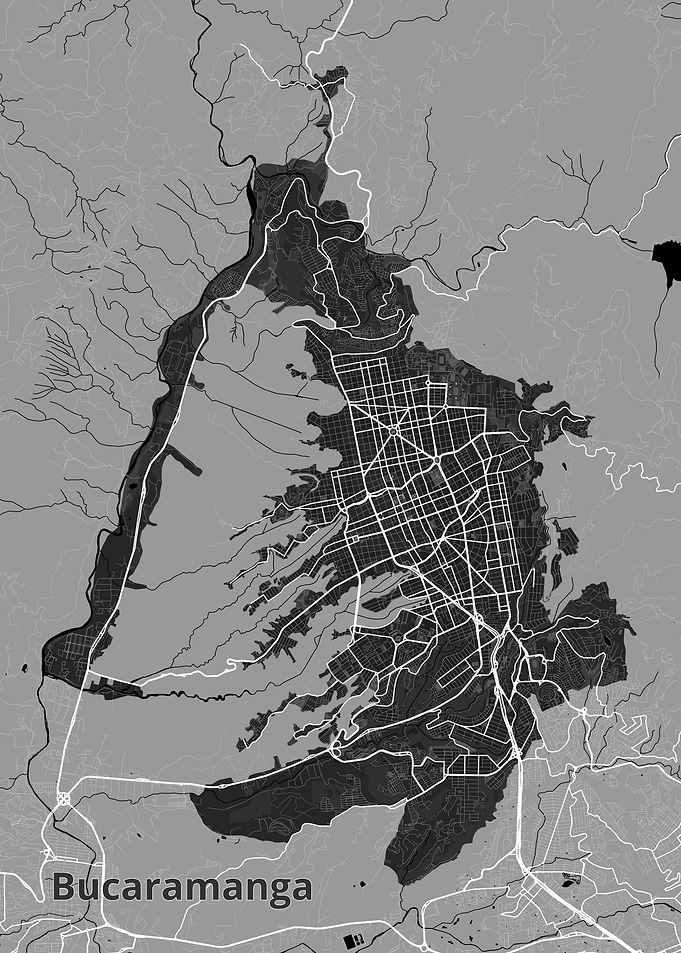 Minimalist Map of Bucaramanga