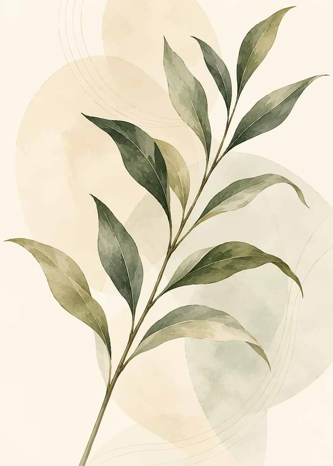 Minimalist Watercolor Botanical Leaf Art