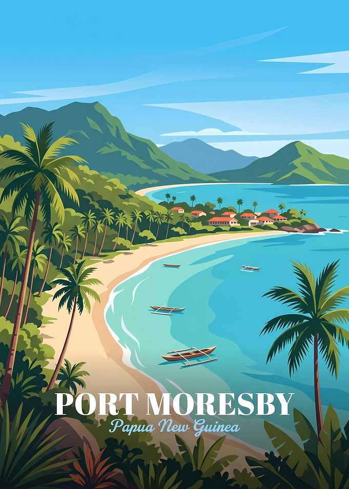Port Moresby Papua New Guinea Travel Poster