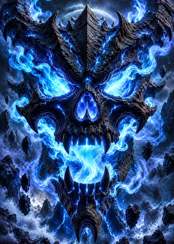 Blue Flame Demon Skull