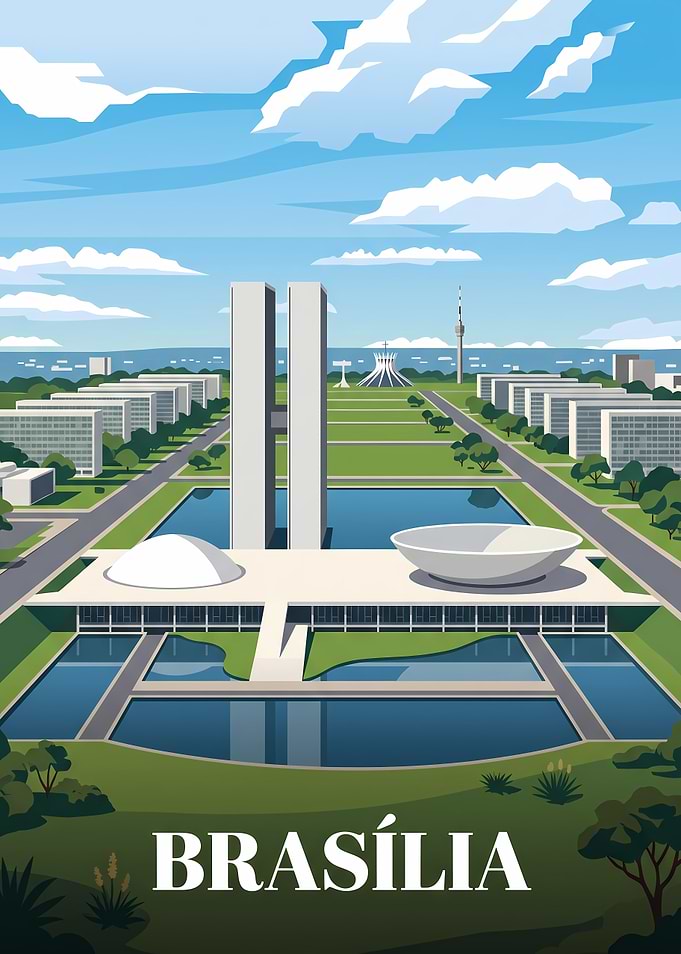 Brasília National Congress Travel Poster