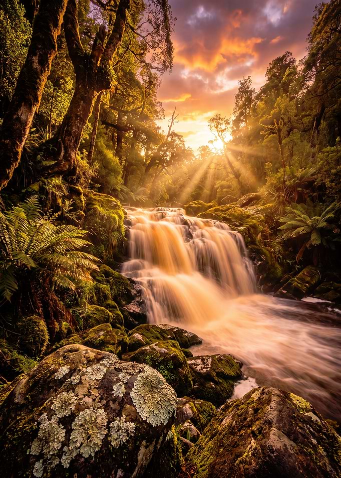 Waterfall Sunset