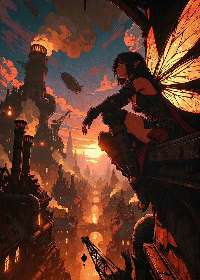 Steampunk Fairy Fantasy Art Poster