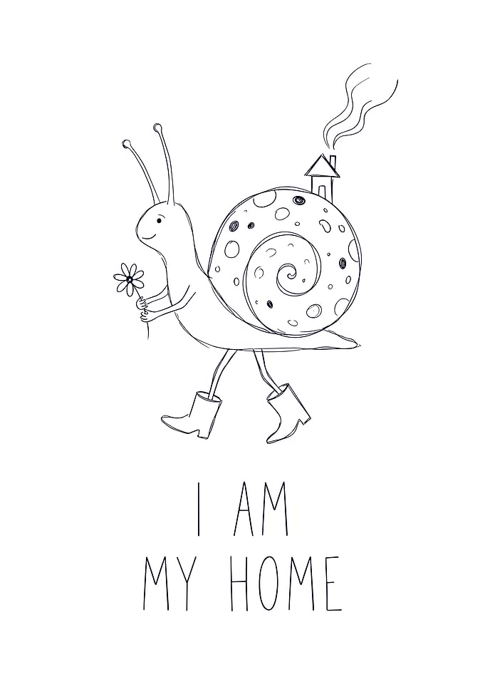 Cute Snail Carrying Its Home