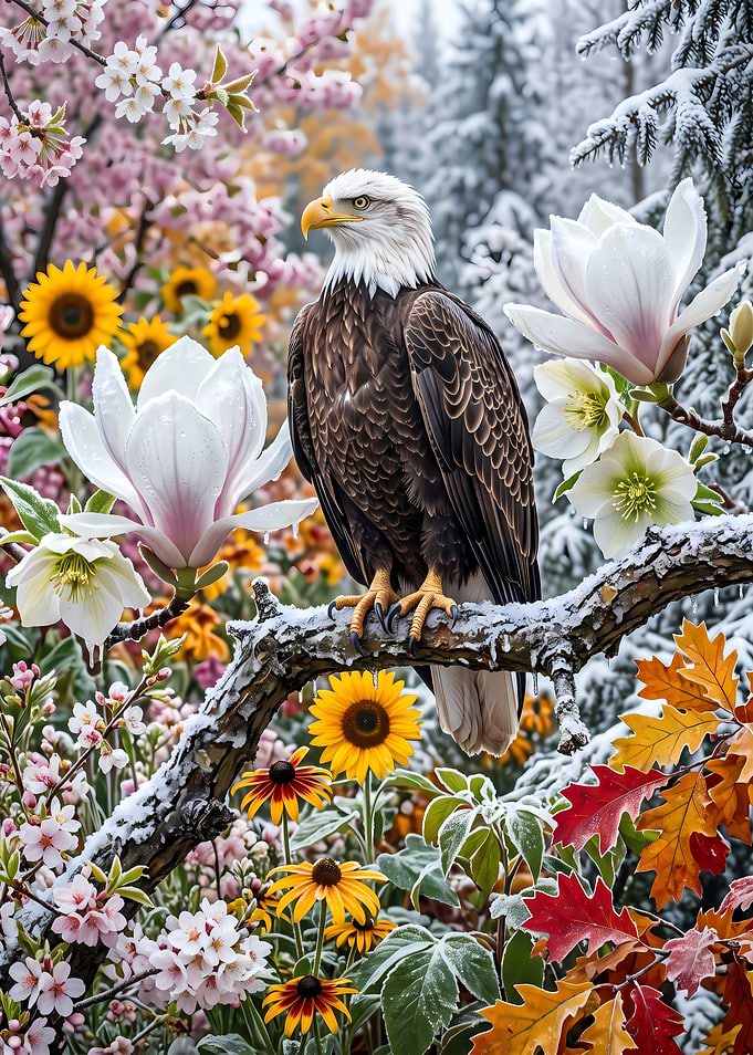 Bald Eagle Amidst Four Seasons