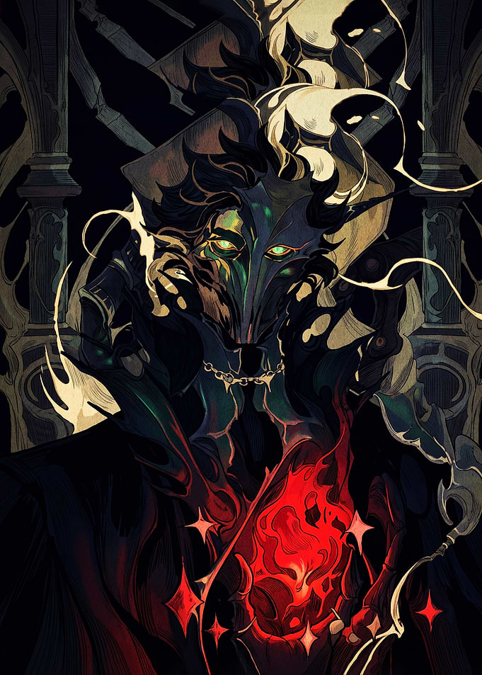 Dark Fantasy Sorcerer with Glowing Orb