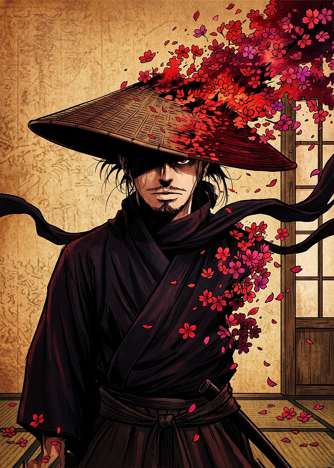 Samurai with Cherry Blossom Transformation